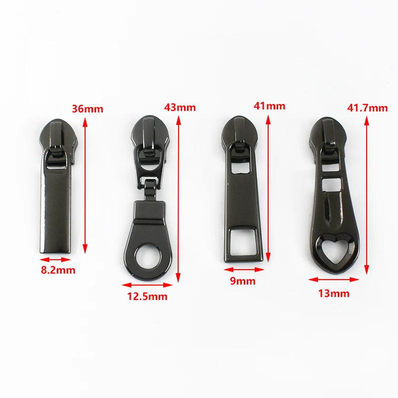 Meetee 25/500Pcs 5# Sewing Zipper Sliders for Nylon Zips Purse Zip Slider Apparel Decoration Zippers Puller Handbag Repairs Kits