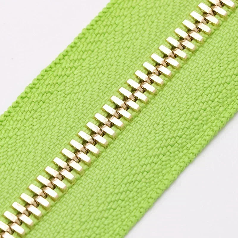 2/50Yards 5# Colorful Metal Zipper Gold/Sliver Teeth Double Pull Open-end Zips Tape Bag Garment Zip Repair Kit Sewing Accessory