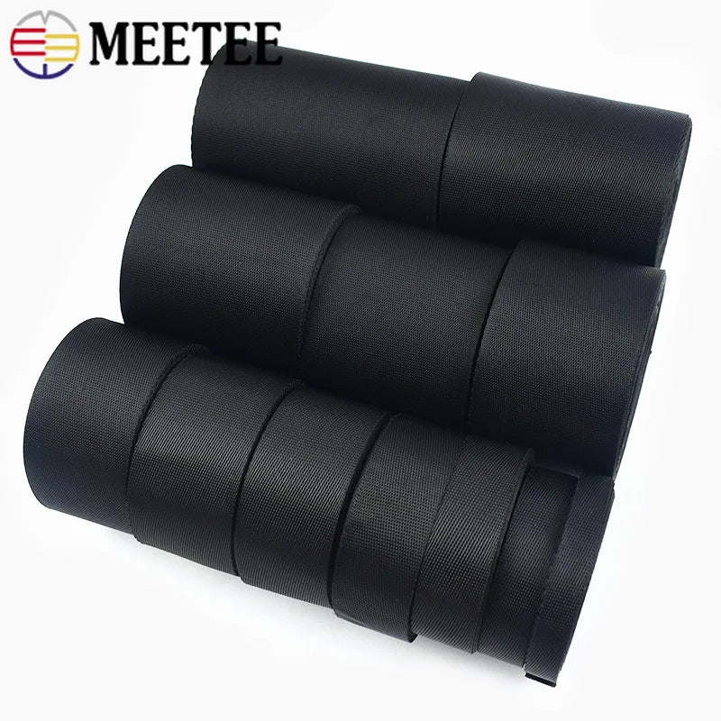 80/1000Meters 10-100mm Black Webbing Nylon Strap 0.8mm Thick Backpack Ribbon Decoration Sewing Bias Tape Belt Fixed Band Accessories