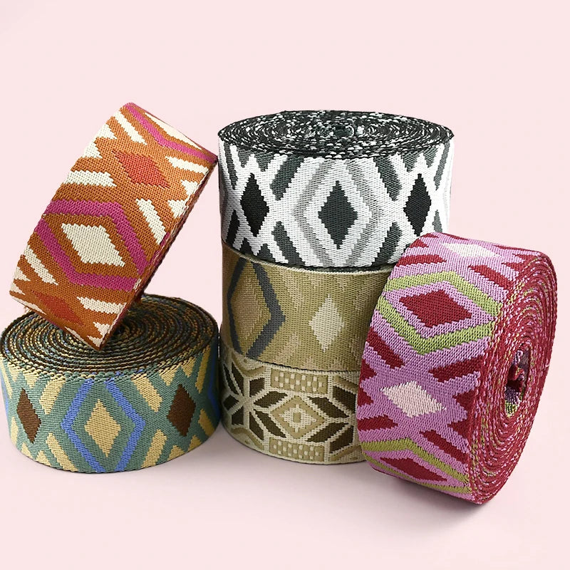 3/100Meters 50mm Jacquard Webbing Tapes for Strap Ethnic Ribbon Band Luggage Decorative Lace Webbings Sewing Bias Accessories