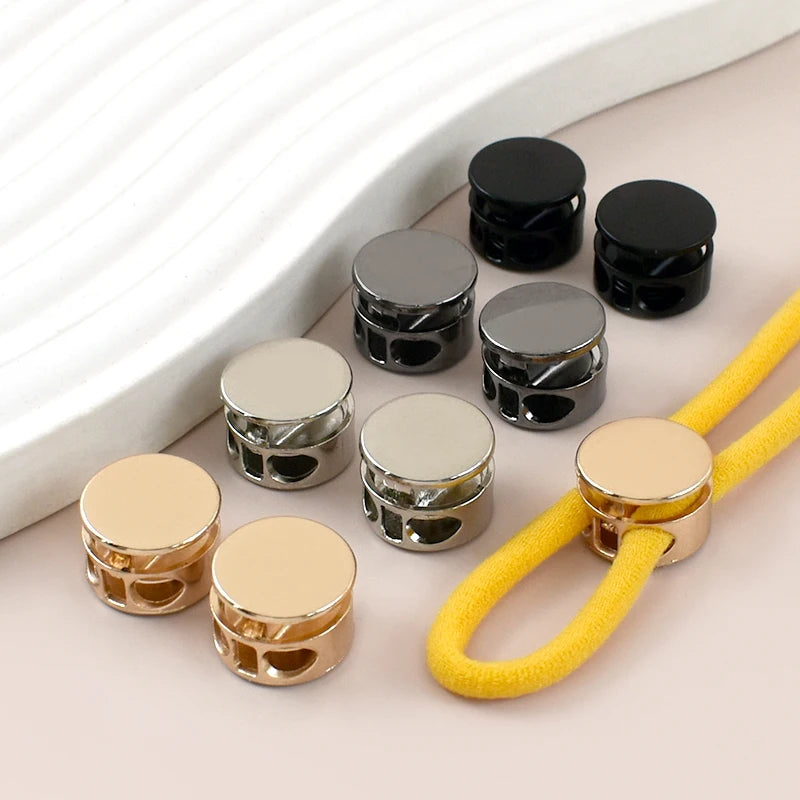 25/600Pcs Metal Cord Lock Double Hole Spring Stopper Cloth Elastic Buckles Bag Cords End Hat Rope Clasps DIY Sewing Accessories