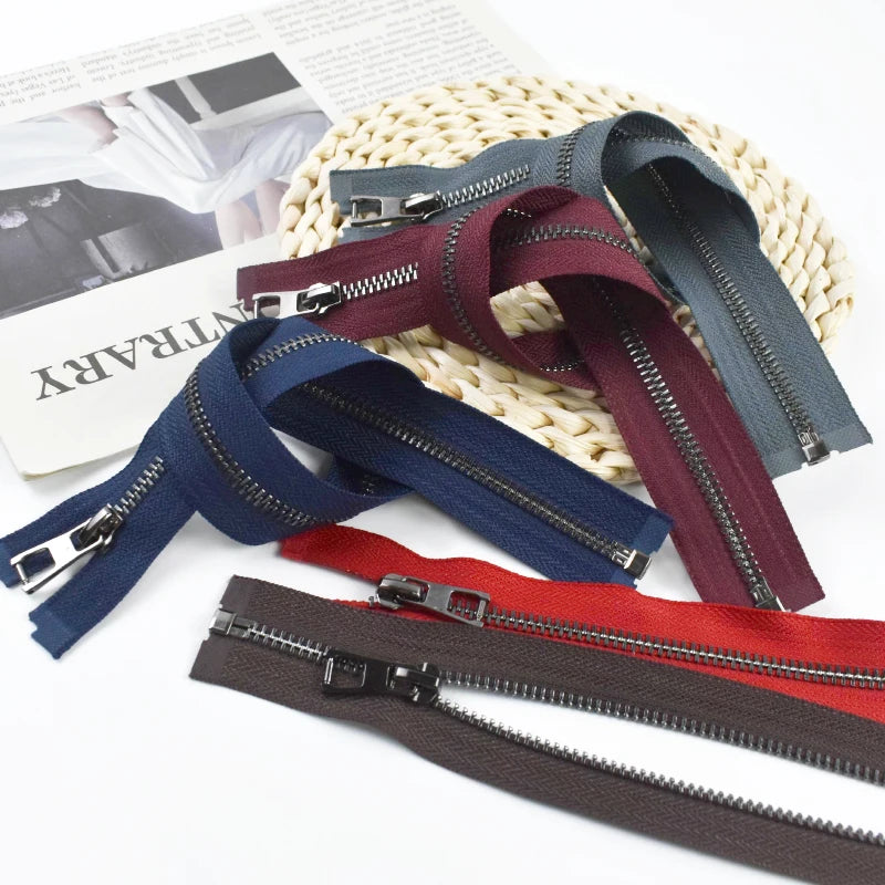 8/200Pcs 5# Metal Zippers 40-80cm Garment Sewing Zip Handbag Open-End Zippers Jacket Down GunBlack Teeth Zips DIY Tailor Supplies