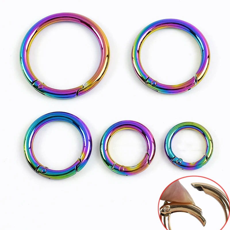 30/670Pcs 13-50mm Metal O Rings Buckles for Bag Strap Connect Hook Keychain Spring Ring Snap Hooks Dog Collar Carabiner Belt Loop