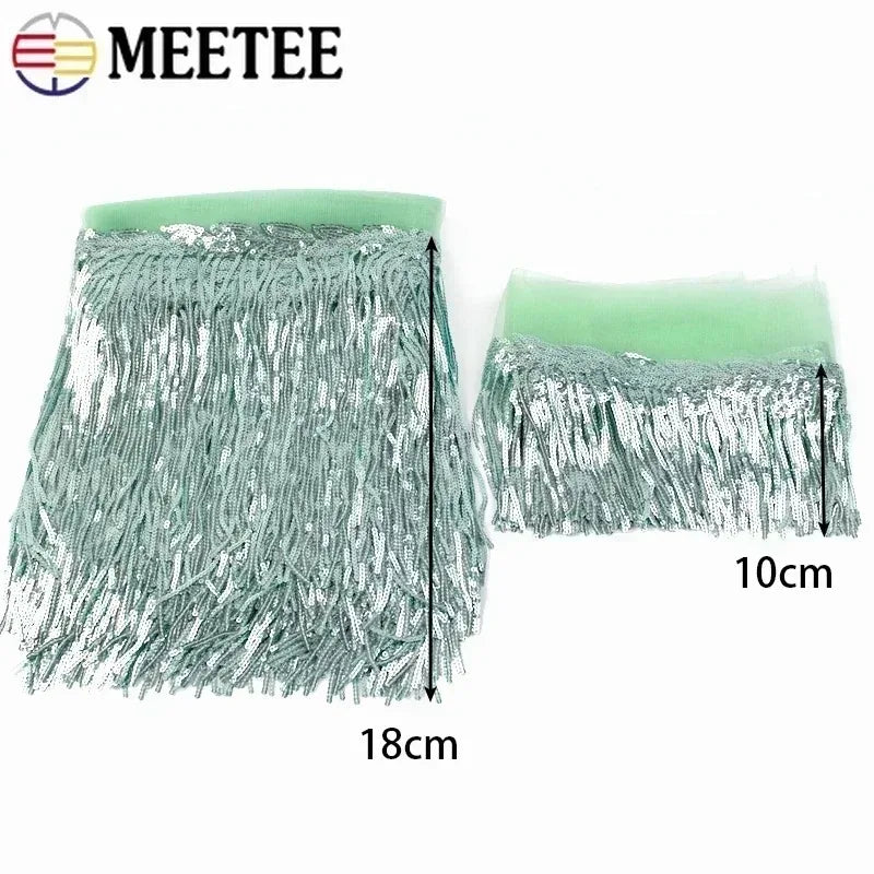 5/200Yards Meetee 10/18cm Sequin Tassel Lace Trim Fringe Trimming Ribbon for Clothing Dress Decoration DIY Sewing Accessories