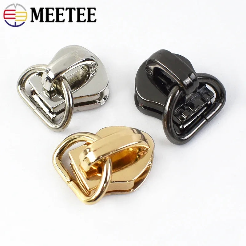3/1000Pcs D Ring 5# Zipper Sliders for Sewing Metal Nylon Zippers DIY Zip Head Bag Pocket Repair Kits Replacement Tailor Tools