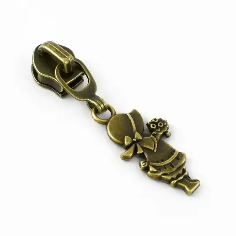50Pcs 5# Bronze Zipper Sliders for Nylon Zippers Zip Head Puller Bag Clothes Luggage Repair Kit DIY Sewing Accessories