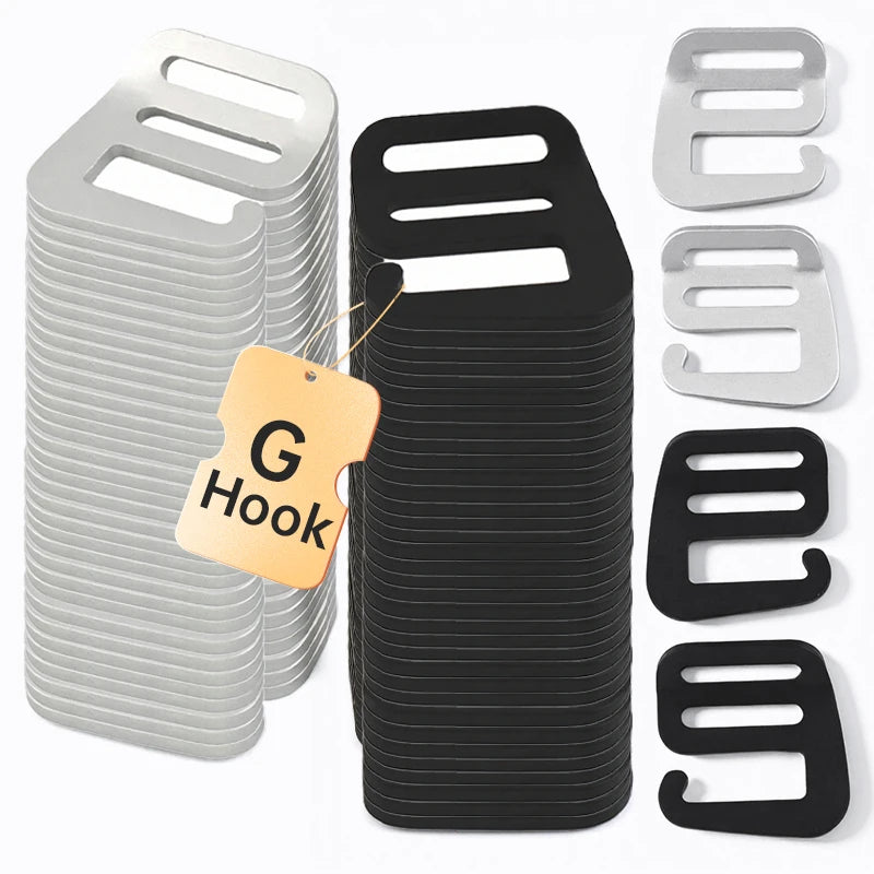 15/400Pcs 20/25mm Aluminum Metal G Hook Buckles for Bag Strap Tri-Glide Clasp Backpack Belt Adjust Buckle DIY Hardware Accessory