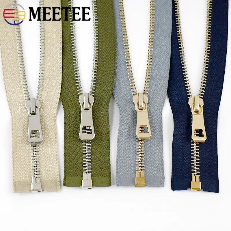 5/120Pcs 35-85cm 5# Metal Zippers Open-end Zip Tape Gold Sliver Teeth Open-End Zipper Repair DIY Clothing Bags Sewing Accessories
