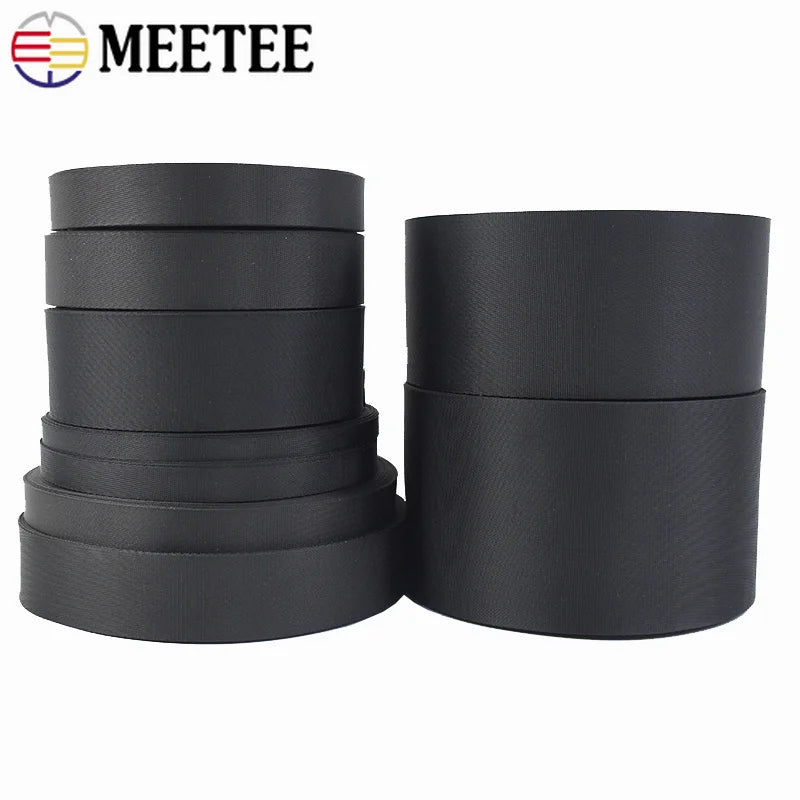 80/1000Meters 10-100mm Black Webbing Nylon Strap 0.8mm Thick Backpack Ribbon Decoration Sewing Bias Tape Belt Fixed Band Accessories