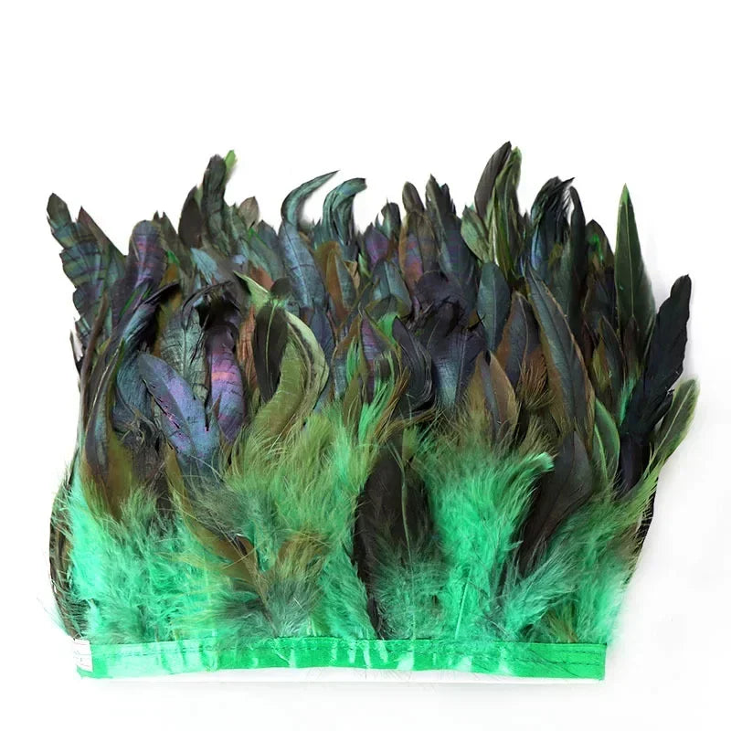 3/100M Meetee 5-6inch Natural Rooster Feather Tassel Lace Trim Fringe Ribbon for Party Dance Clothes Handmade Crafts Accessories