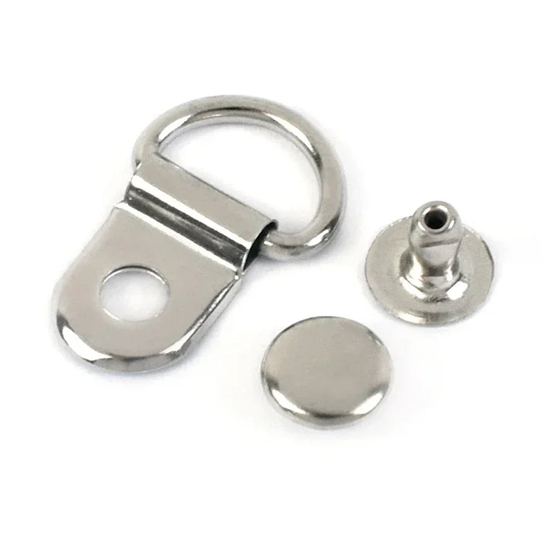 30/1000Sets Metal Side Clip Buckle 9x14mm Backpack Strap Connection Nail Hook Shoelace D Ring Rivet Fastener Buckles Supplies