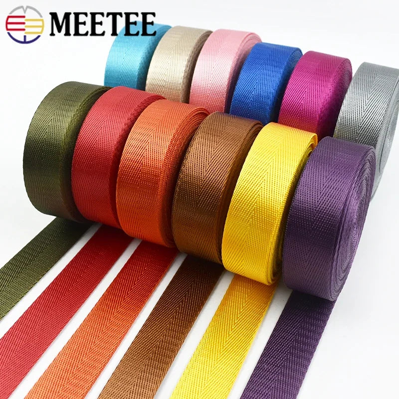 8/200Meters 20-50mm Nylon Webbing Tapes Herringbone Ribbon DIY Dog Collar Bag Knapsack Band Safety Strap Belt Sewing Accessories