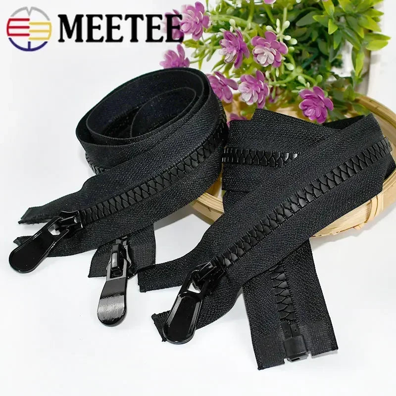 3/100Pcs Meetee 8#15# Resin Zippers 70-150cm Open End Long Zip Down Jacket Coat Double Sliders for Sewing Garment Repair Tailor Accessory