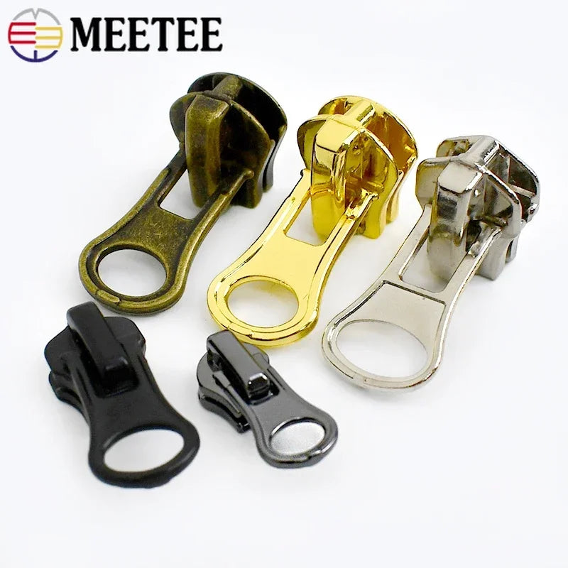 30/1000Pcs Meetee 3#5#8# Zipper Slider for Metal Zippers Bag Jacket Zip Puller DIY Clothes Zips Head Repair Kit Sewing Accessories