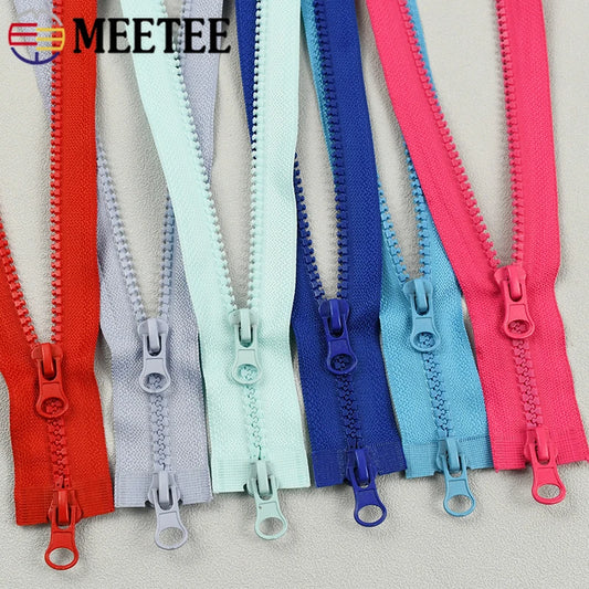 8/200Pcs 5# 80-150cm Resin Zipper Open-end Double Slider Long Zippers Down Jacket Overcoat Zipp Clothes Bags Zip Repair Sewing Accessory