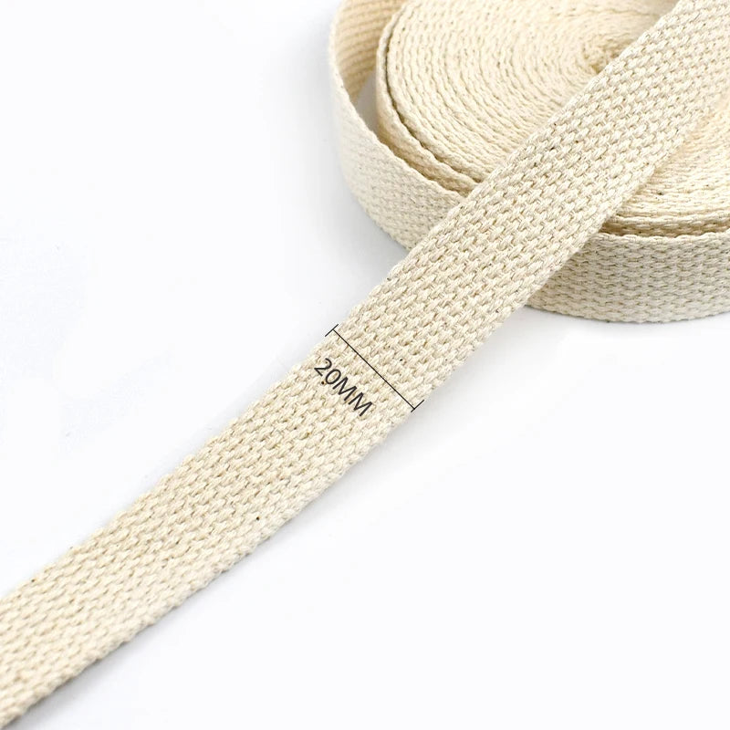 15/500Meters 1.5mm Thick Cotton Webbing Tapes 10-50mm Beige Canvas Ribbon Band Bag Webbings Strap Belt Sling Sewing Bias Accessoreis