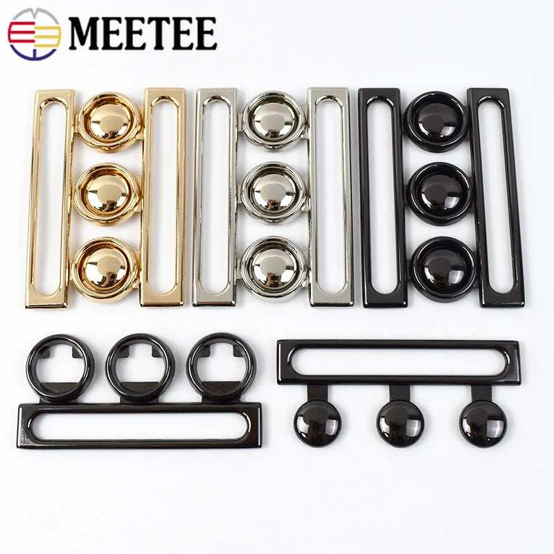 Meetee 3/100pcs 60mm Metal Buckles Women Coat  Down Jacket Waistband Belt Clasp DIY Garment Buttons Decoration Sewing Accessories