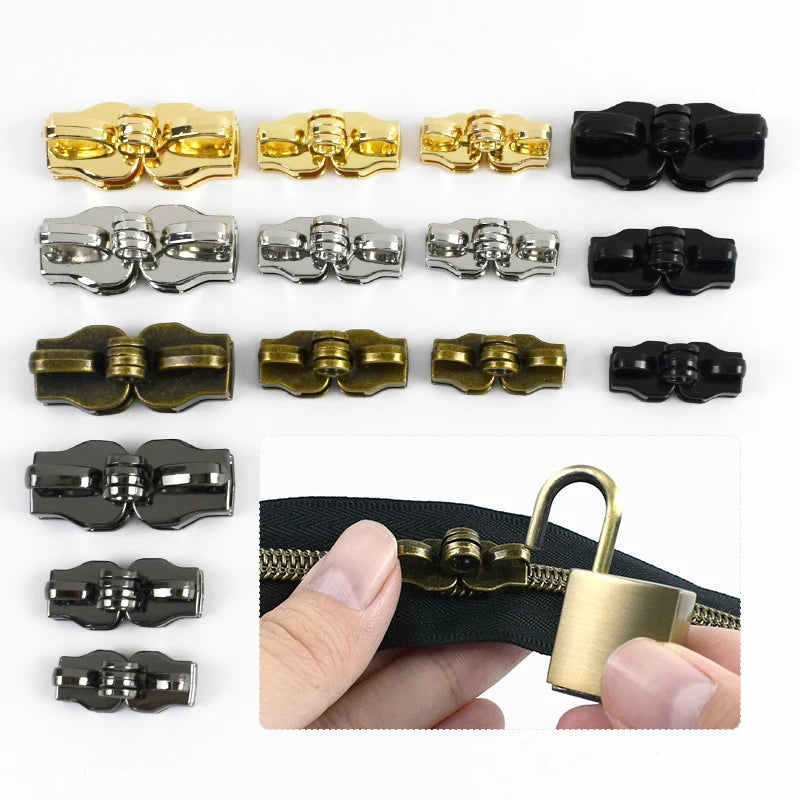 15/500Pairs 5# 8# 10# Zipper Slider for Nylon Zippers Luggage Repair Zip Double Hole Padlock Zips Puller Closure Ziper Cursor