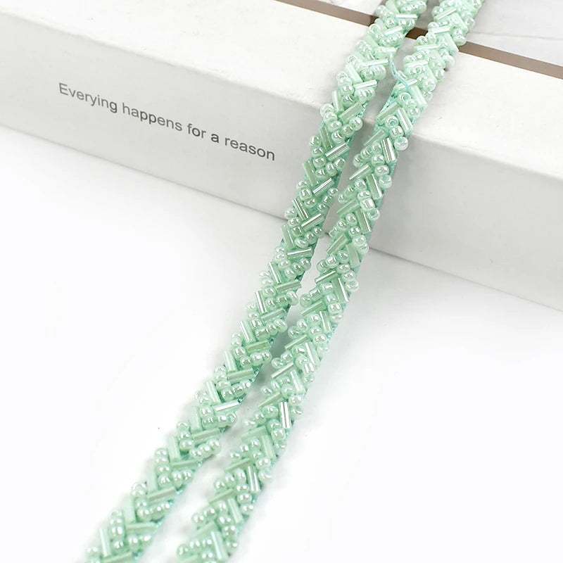 3/100Yards 7mm Beaded Laces Trim Pearl Lace Ribbon Applique Trimming Fringe Garment Dress Decor Tape Sewing Fabric Accessories