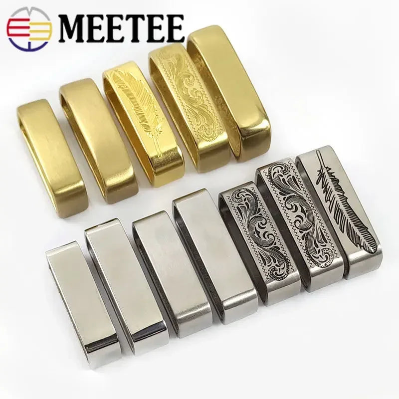 2/70Pcs Meetee 35-40mm Metal Pure Copper Belts Loops Hook Solid Brass O D Ring Belt Buckle for Men's Clothing Craft Hardware Accessories