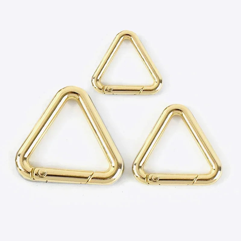 15/500Pcs Metal Triangle Spring Ring Openable Bag Belt Strap Buckle Carabiner Connect Keyring Dog Chain Snap Clasp Trigger Hook