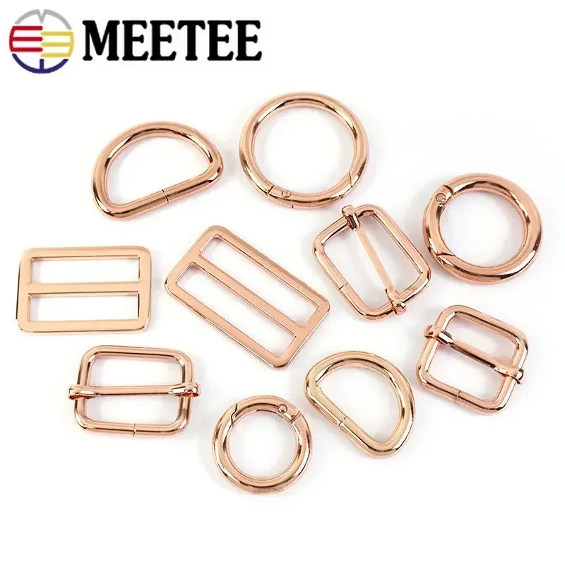 20/580Pcs RoseGold Bag Buckles Metal O D Ring Clip Clasp Tri Glide Slider Hook Backpack Belt Strap DIY Hardware Sewing Accessories