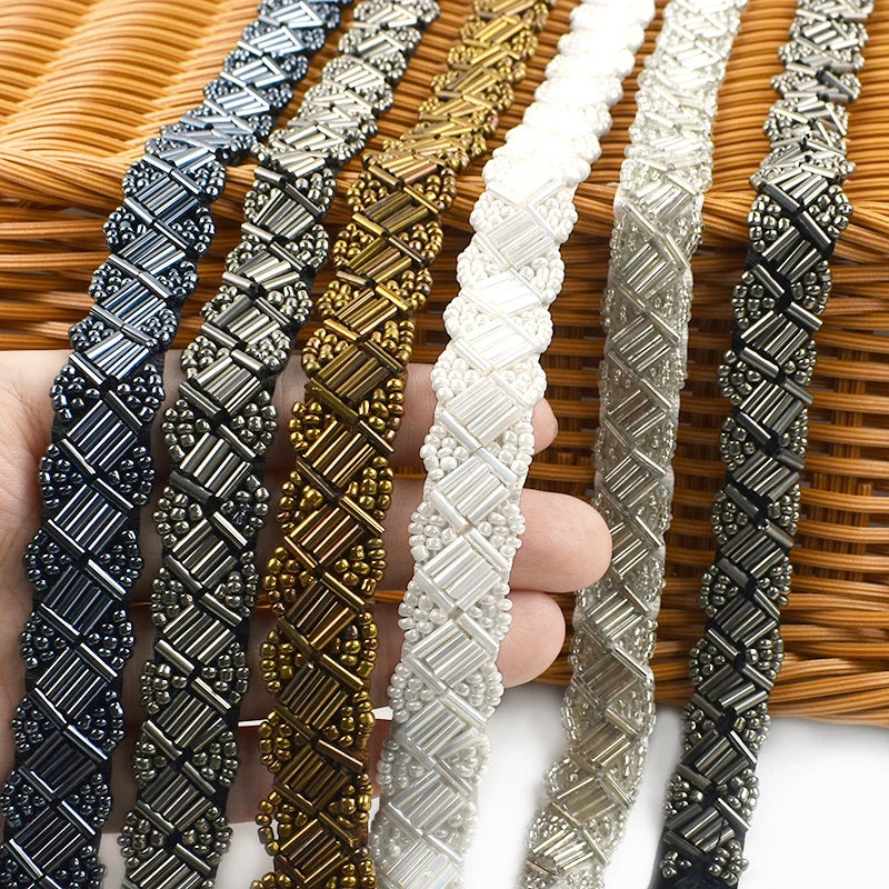 2/60Yards 15mm Beaded Lace Trim Clothes Dress Ribbon Tape Headware Fringe Webbing Handmade Decoration Band DIY Sewing Accessories