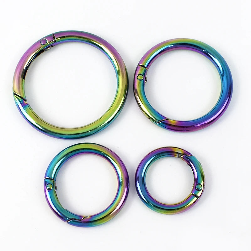 8/300Pcs 20/25/32/38mm Metal Buckles Rainbow D Rings for Bag Belt Strap Adjust Tri-Glides Sliders Buckle DIY Hardware Accessories