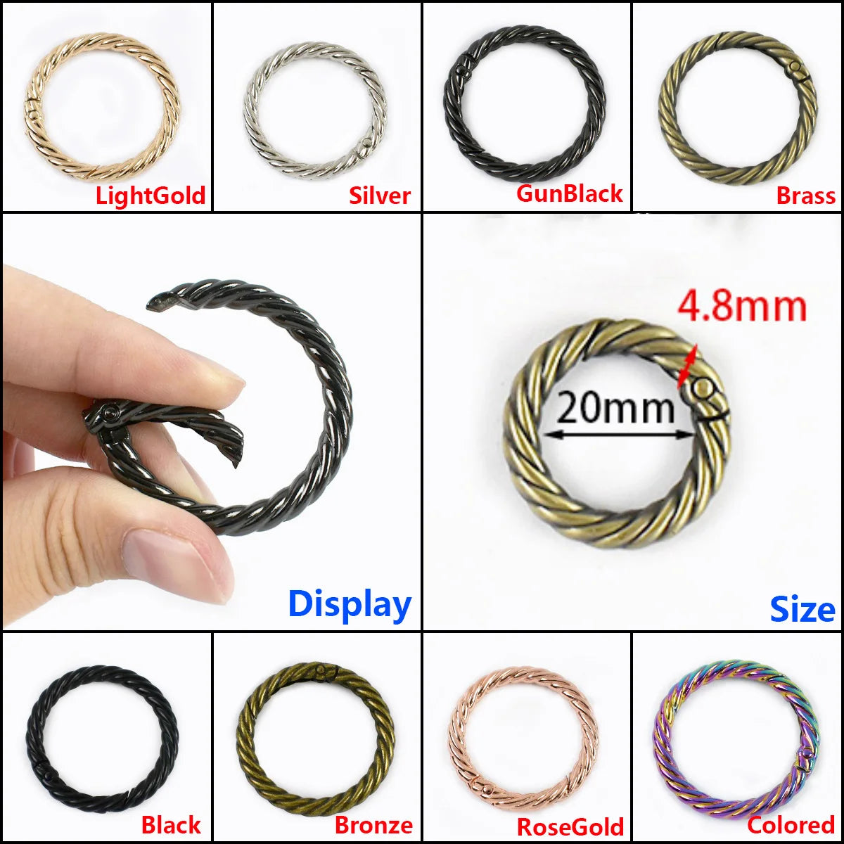 15/500Pcs 20/25/32mm Spring Gate O Ring Metal Buckles Openable Keyring Snap Hook Bag Strap Trigger Carabiner Clip Clasp Accessories