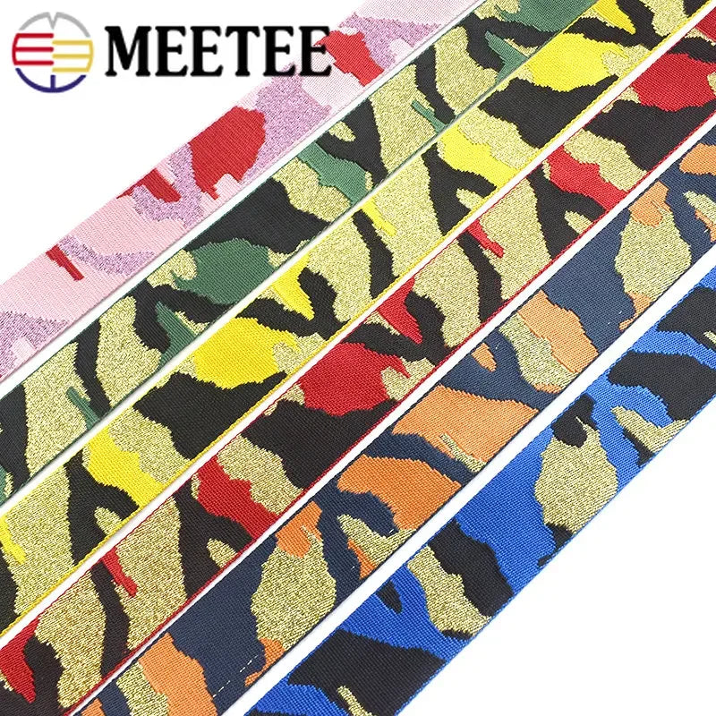 Meetee 2/50Meters 38/50mm Nylon Polyester Jacquard Webbing Camouflage Tapes for Backpack Strap Garment Ribbon Sewing Decoration Band