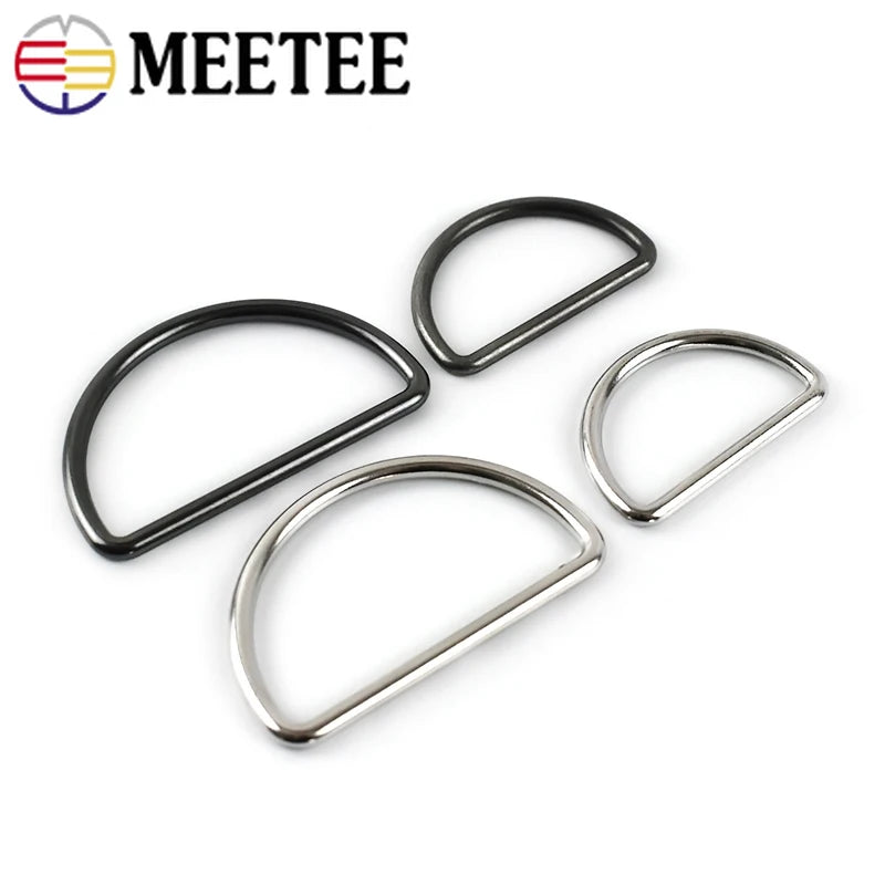 30/1370pcs Meetee 15-50mm Metal Dee D Ring Buckle Webbing Backpack Bag Shoes Adjustment Buckles Strap Pet Collar Sewing Accessories
