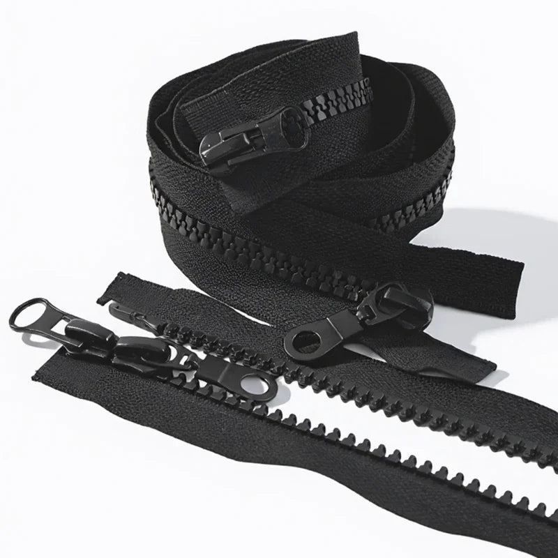 3/100Pcs 8# Resin Zipper 70/80/100/120/150/200cm Double Slider Two Way Black Plastic Zippers Tape Clothes Sewing Zip Repair Kits