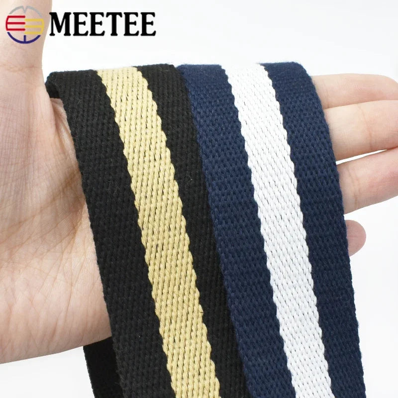 2/50Meters 38mm 2.5mm Thick Polyester Cotton Webbing DIY Sewing Jacquard Webbings Ribbons Clothes Bag Straps Hats Tapes