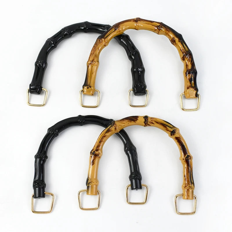 5/100Pcs Bmitation Bamboo Handle Purse Handles with Buckle Plastic Handbag Handles for Women Weaving Bag Hardware Accessories