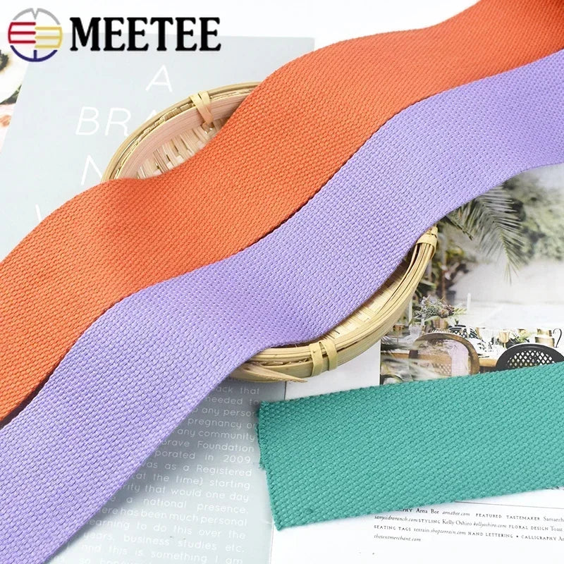 3/100Meters 50mm Thick 2mm Canvas Polyester Cotton Webbing Label Ribbon Bags Backpack Belt Strap Bias Binding Tape DIY Sewing Craft
