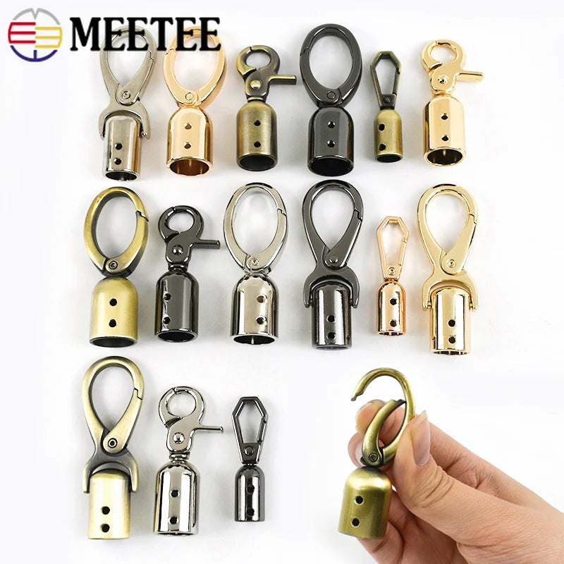 5/150Pcs Metal Buckles Bag Handle Strap Cap Clips Carabiner Leather Cord End Lock Clasp Tassel Stopper Snap Hooks Hardware
