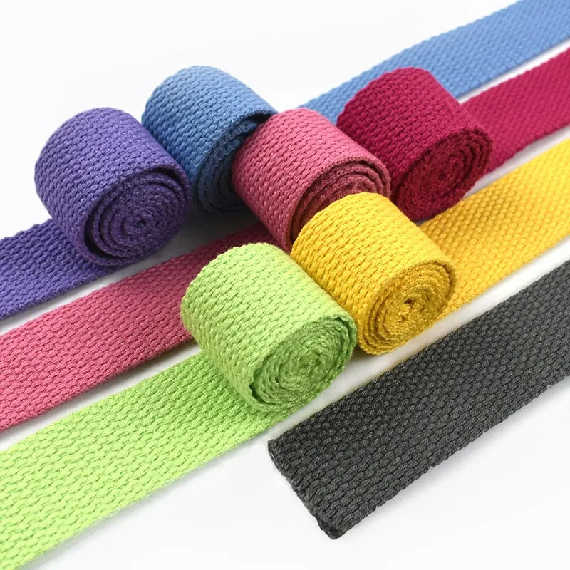 8/200Meters 20-50mm 1.3mm Thick Cotton Canvas Webbing Tape Bag Straps Backpacks Ribbons Dog Collars Clothes DIY Sewing Accessories