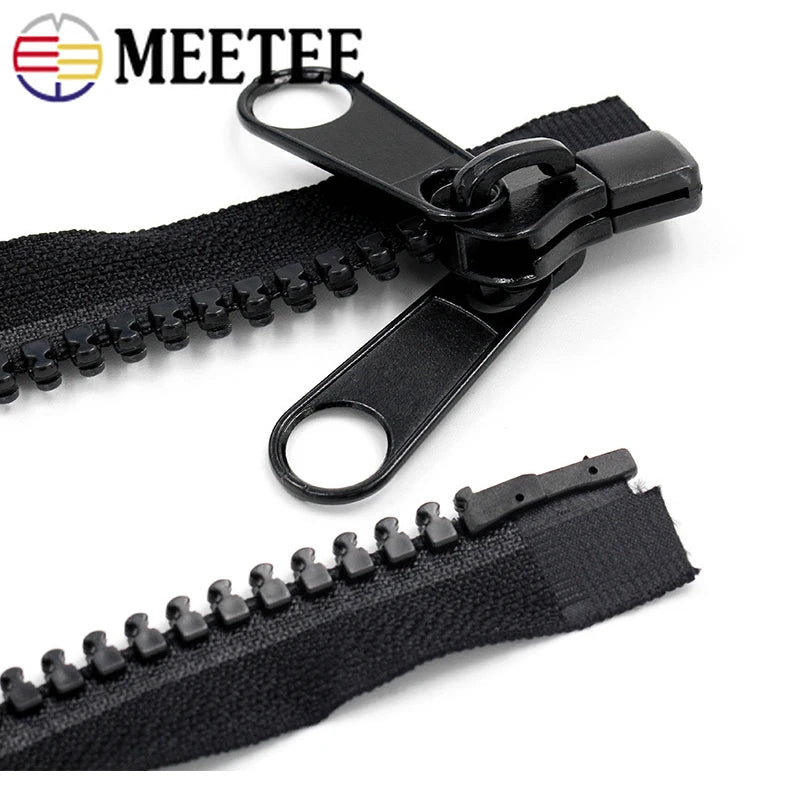 Meetee 2/80Pcs 60-400cm 10# Resin Zippers Open-end Single Double Sided Slider Zipper for Sleeping Bags Tent Long Zip Sewing Accessories