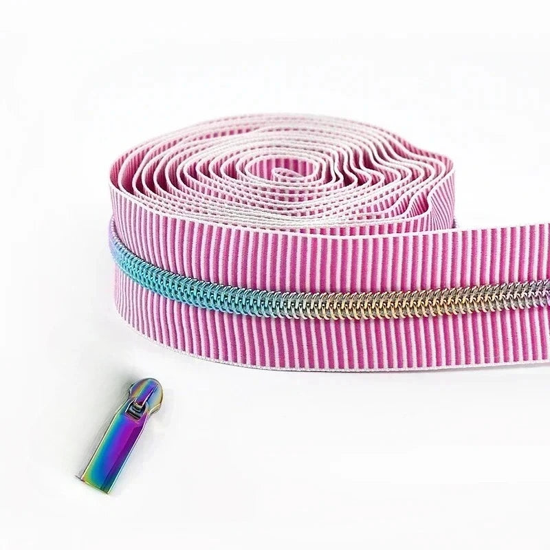 5/20Meters Meetee 5# Striped Nylon Zippers Tape for Sewing Bag Continuous Roll Coil Zip By the Meter DIY Garment Accessories
