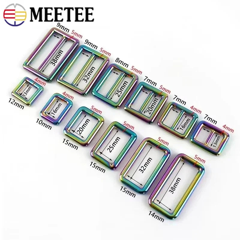 15/500Pcs 12-50mm Metal Buckles for Bag Strap Carabiner Ring Hook D Rings Adjuster Clasp Tri-Glide Slider Buckle Webbing Belt Clasps