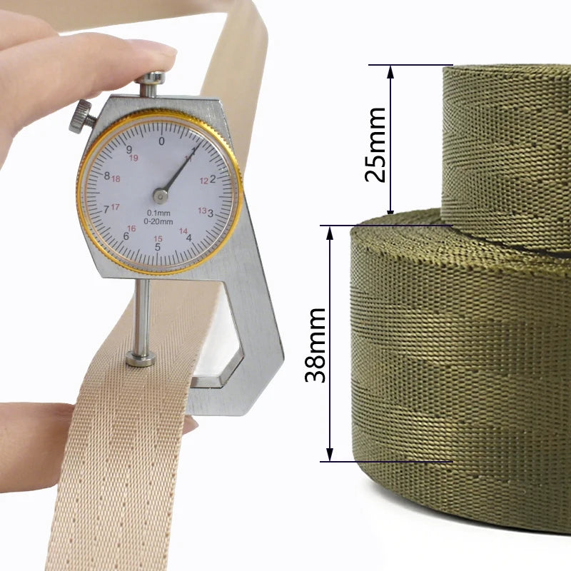 8/200Yards 25/38mm 1mm Thick Webbing Nylon Canvas Webbings Ribbon for Backpack Strap Belt Sling Tape Sewing Bia Binding Supplies
