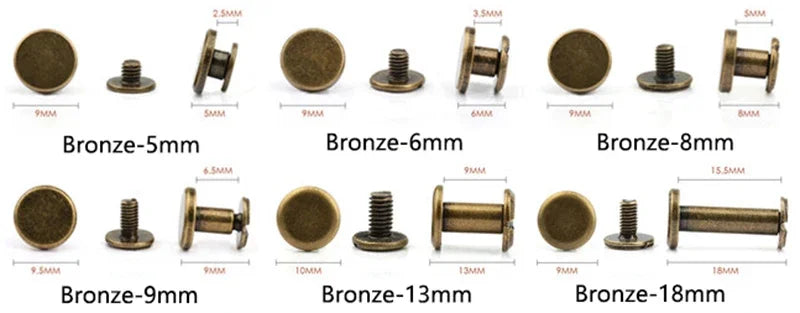 30/600Pcs 5-18mm Copper Belt Rivet Button Flat Screws Nail Buckle DIY Ledger Fixed Binding Rivets Bag Garment Decoration Clasp