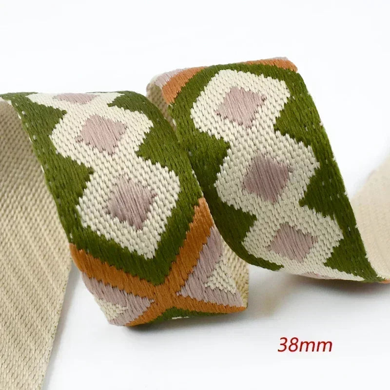 5/150Meters Nylon Webbing Band 38/50mm Jacquard Ribbon Strap 2mm Thick Handbag Garment Decorstive Webbings DIY Sewing Accessories