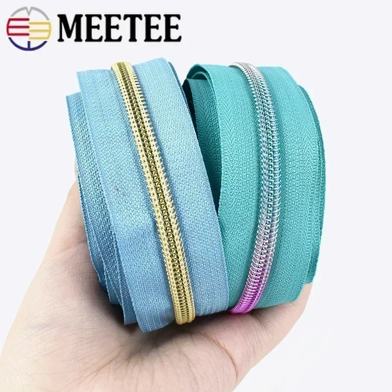 8/300Meters 5# Nylon Zippers Colorful Tooth Coil Zipper for Garment Bags Zip Tape Repair Kit DIY Clothes Tailor Sewing Accessory