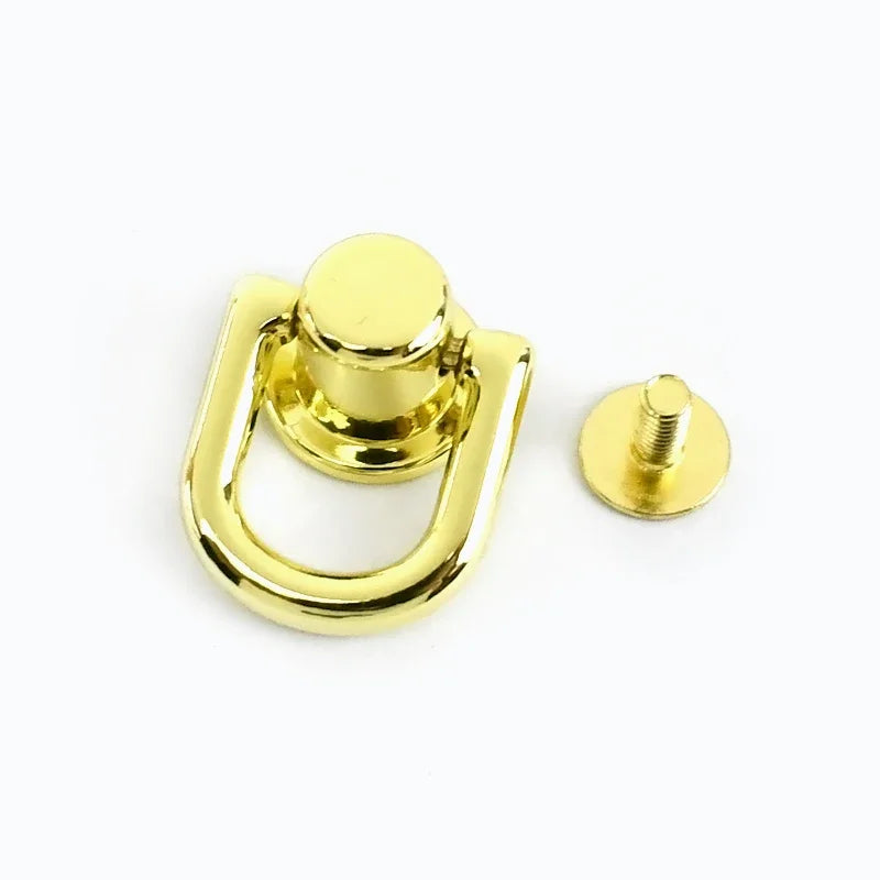 Meetee 10/300Pcs Metal D O Ring Stud Side Clip Bag Screw Nail Rivet Strap Connector Hang Hook Buckle DIY Purse Leather Accessories