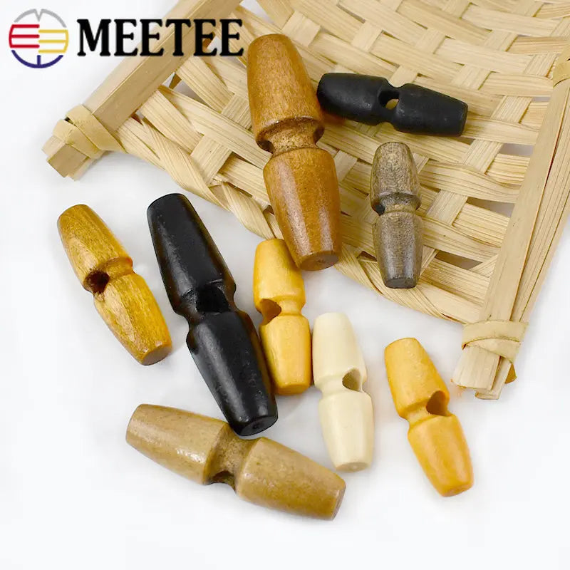30/1000pcs Natural Wood Single Hole Buckle Overcoat Wooden Buttons for Tent Rope Buckles DIY Garment Sewing Accessories
