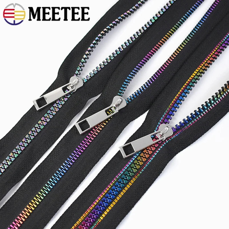 5/20M 5# Resin Zipper Tapes & Zip Slider Rainbow Tooth Decor Zippers Bag Clothes Pocket Zipps Repair Kits DIY Sewing Accessories