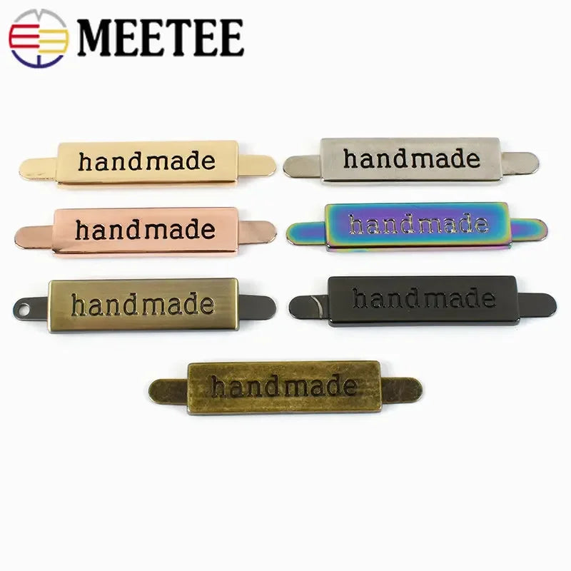 15/500pcs 36*10mm Handmade Metal Bag Labels Tag Handcraft Decorative Buckles for Purse DIY Hardware Sewing Leather Accessories