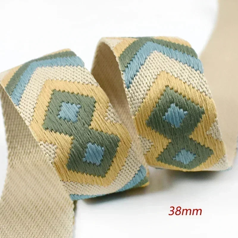 5/150Meters Nylon Webbing Band 38/50mm Jacquard Ribbon Strap 2mm Thick Handbag Garment Decorstive Webbings DIY Sewing Accessories