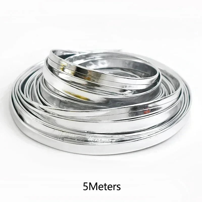 15/400Meters Meetee 5-15mm PU Leather Cord Gold Silver Color Mirror Ribbons Rope for Bracelet Jewelry DIY Craft Trims Accessories